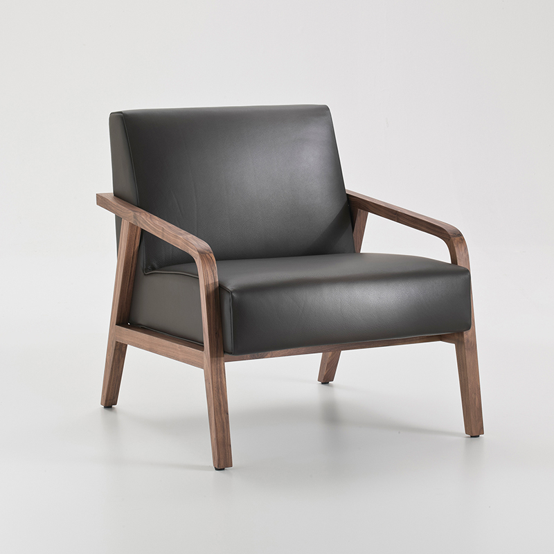 Модерен дизайн на мебели Всекидневна Единична Seat Dofa Bentwood кожа Chaise салон с осман