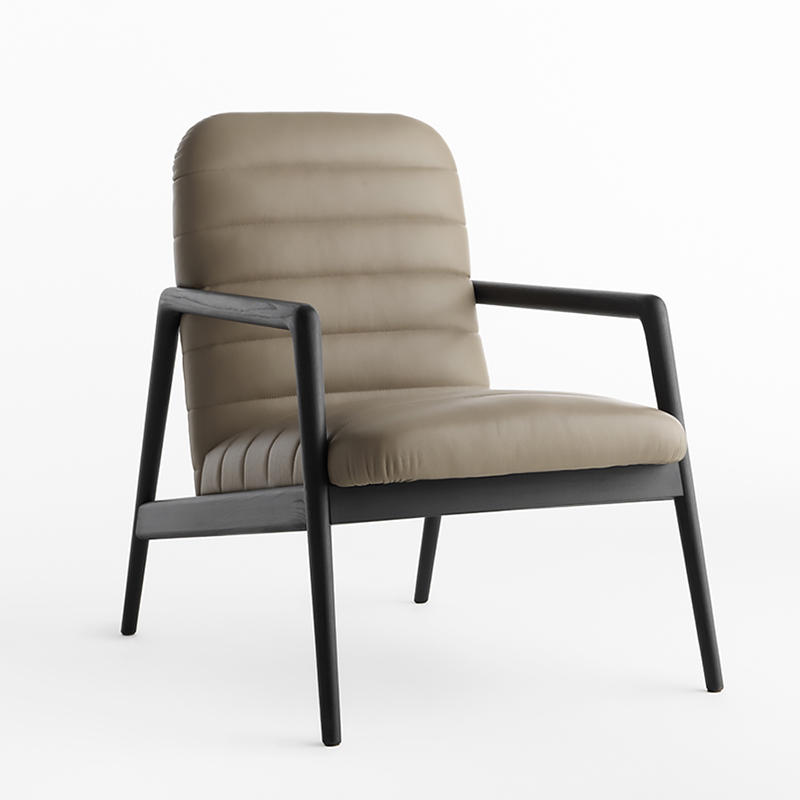 Италиански минималистичен дизайн дървесен салон един диван кожени столове столове всекидневна