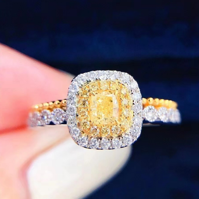 Луксозен по поръчка 9K N10K N14K N18K твърд златен пръстен prinpcess наряза 0.6ct годежен пръстен