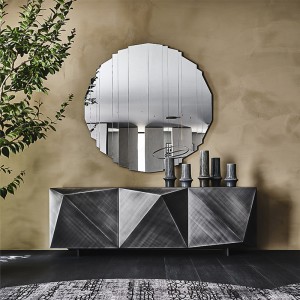 Италиански модерен златен метал с висок гланц Луксозен шкаф на бюфет за трапезария