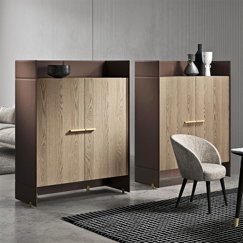 Модерен италиански дизайн кожена дървена трапезария голям шкаф на шведска маса