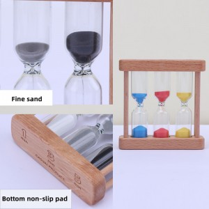 Фабриката може да бъде персонализирана 3 в 1 часовник дърво стъклен пясък таймер за кухня готвене европейски творчески дърво мета...