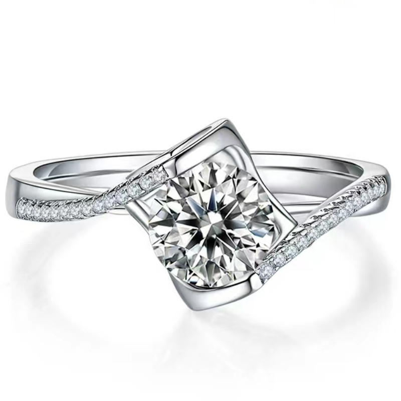 Готов за изпращане на висококачествен S925/18k/14k/10k злато с moissanite/истински диамантен годежен пръстен