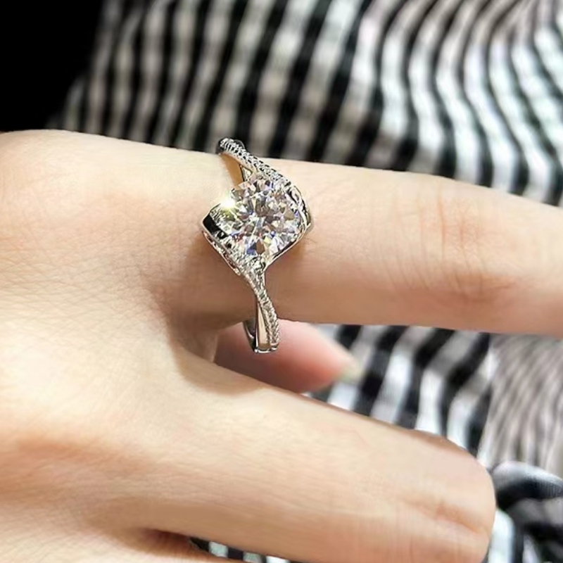 Готов за изпращане на висококачествен S925/18k/14k/10k злато с moissanite/истински диамантен годежен пръстен
