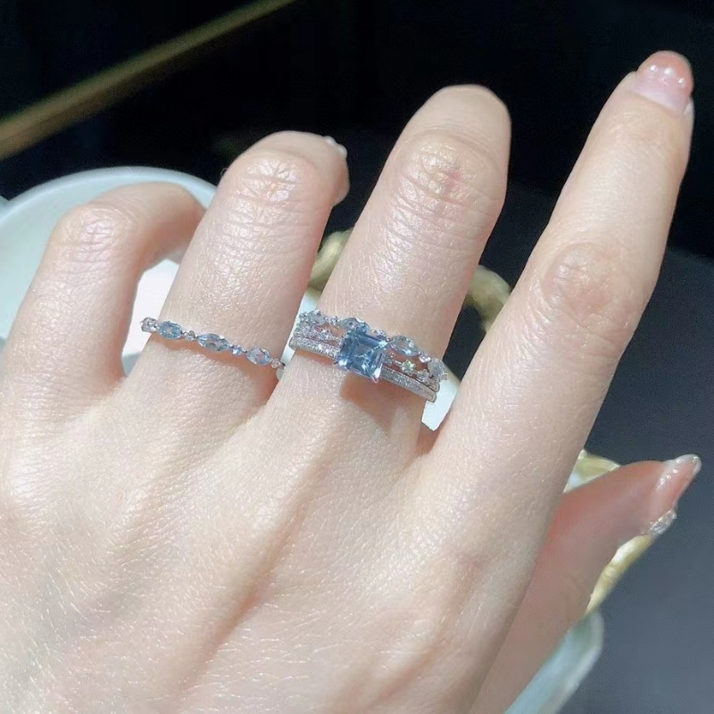 Aquamarine Double Design Gemstone Ring за момиче
