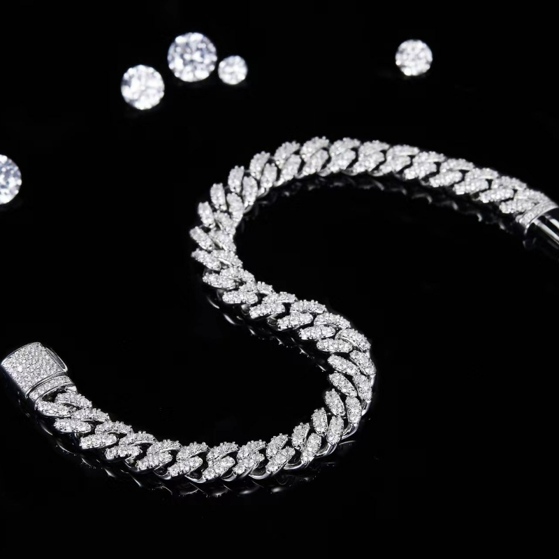 Бижута Tuochen, готови за изпращане на S925 с каменна кубинска гривна на Moissanite за мъже