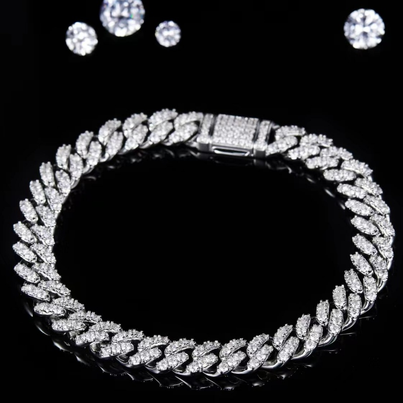 Бижута Tuochen, готови за изпращане на S925 с каменна кубинска гривна на Moissanite за мъже