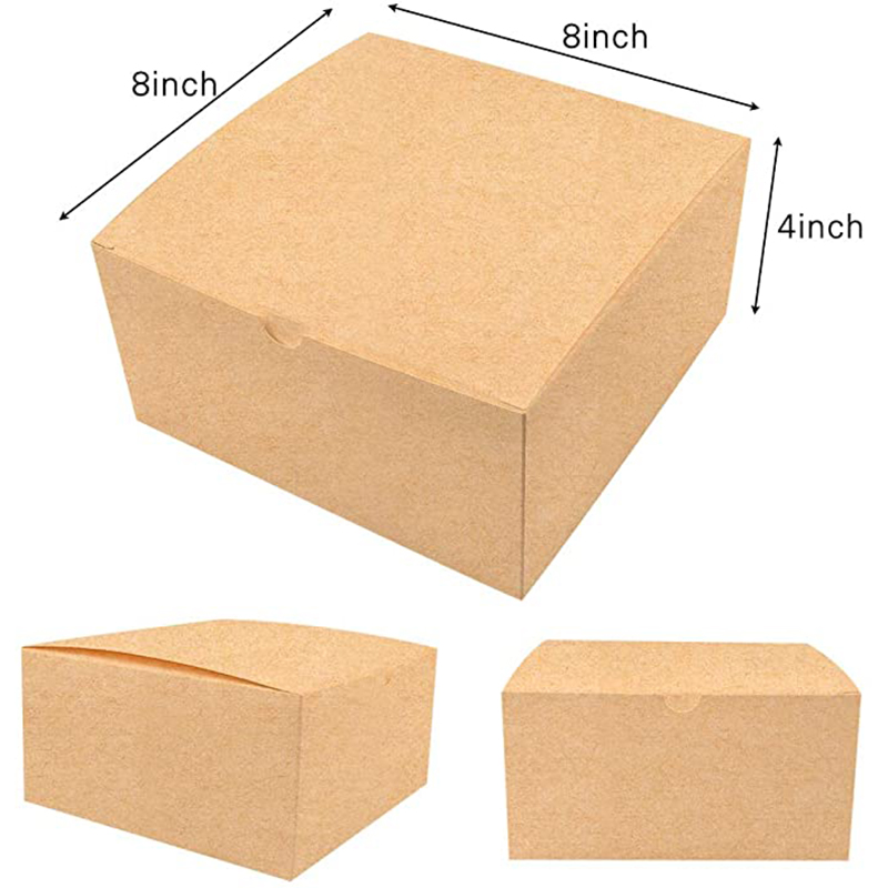 Moretoes кафяви кутии за подаръци Kraft Pack 8x8x4 инча, хартиени картонени кутии с капаци за коледни подаръци, кутии за предложение за шаферки, кутии за тарталети, занаятчийска кутия за подаръци