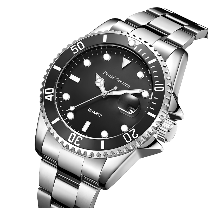 Даниел Горман с най -високо качество на мъжете за спортен часовник Waterproof Classic от неръждаема стомана модна мъжка мъжете за гледане на Business Quartz Watchrm001