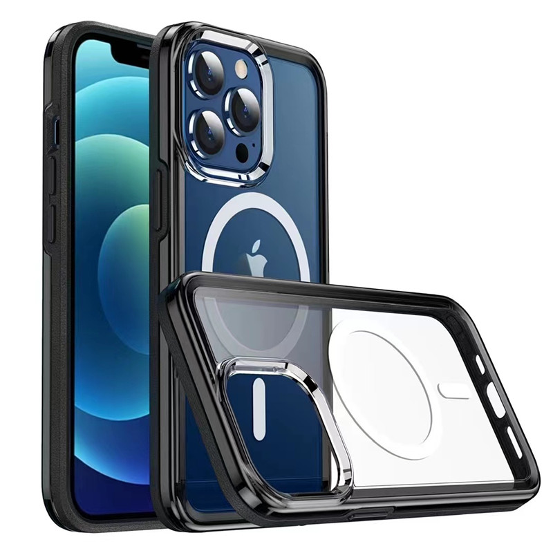 Подходящ за iPhone 13 Magentic Case, прозрачен магнитен дизайн безжичен защитен калъф за бързо зареждане