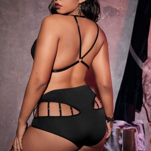 Верижна детайл пръстен Свързан изрязан секси комплект бельо