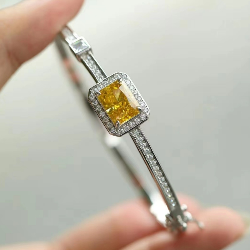 Sterling Silver 925 с високо въглеродна цветна диамантена гривна