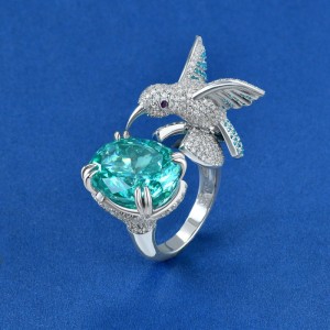 Нов дизайн Sterling Silver 925 с AAAAA ZIRCON Stone Bird Ring, готов за изпращане