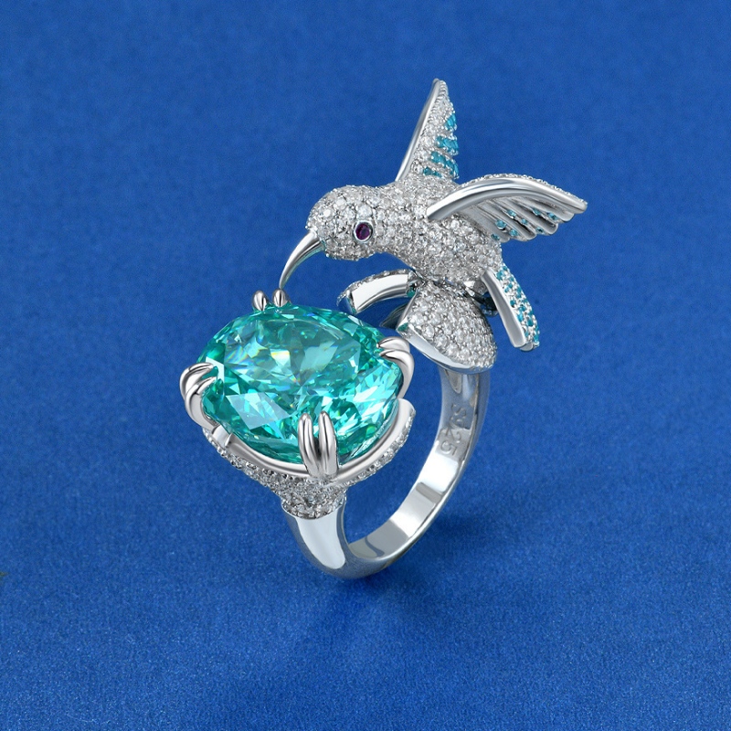Нов дизайн Sterling Silver 925 с AAAAA ZIRCON Stone Bird Ring, готов за изпращане