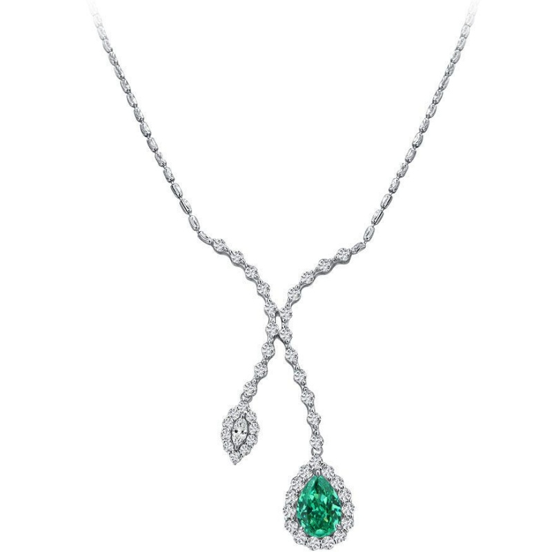 Нов S925 Silver 10ct PA Blue Growse във формата на русалка Колие с висок въглероден диамант за момичета за момичета