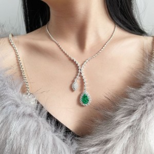 Нов S925 Silver 10ct PA Blue Growse във формата на русалка Колие с висок въглероден диамант за момичета за момичета