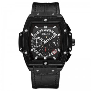 Baogela Brand Fashion Mens Sports Waterproof Calendar Wats Watch Square многофункционална силиконова лента Мъжки часовник 1703 Rose Black
