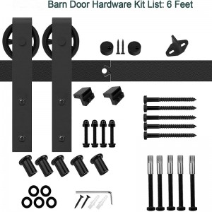 BR001 6ft Heavy Duty Sturdy Sliding Barn Hardware Kits J Shape Hanger за една врата, черна въглеродна стомана