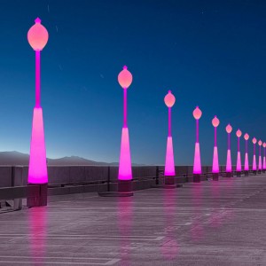 Външна градина LED улица Светлина с стълб, 60W RGB цвят Промяна на красива водоустойчива улична светлина за градина, вътрешен двор, па...