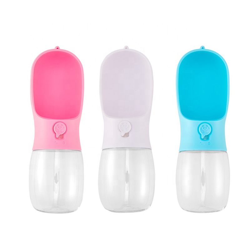 Хранителна степен пластмаса теч Proof Portable Puppy Water Dispenser Botty Water Bottle с хранилка за пиене за домашни любимци на открито ходене по туризъм пътуване