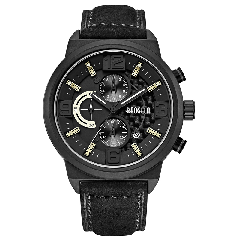 Baogela Men's Black Sports Quartz Watch Leisure Fashion Analog Timing Watch Display Men 'S Watch 1709 Black Blue