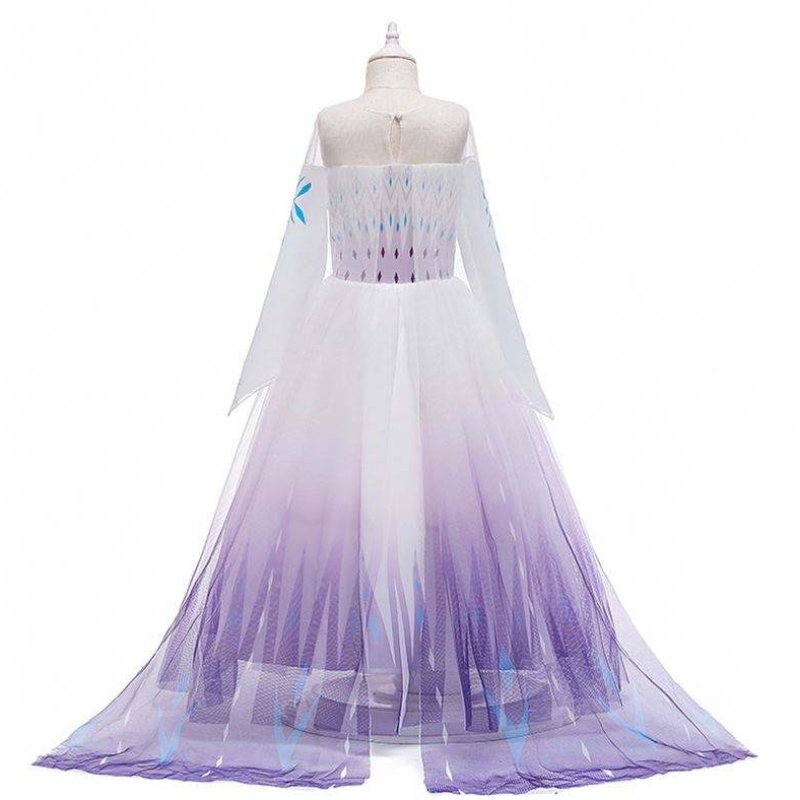 2020 г. на едро Ins Snow Queen Elsa рокля принцеса момиче Анна дълга бяла рокля BX1693