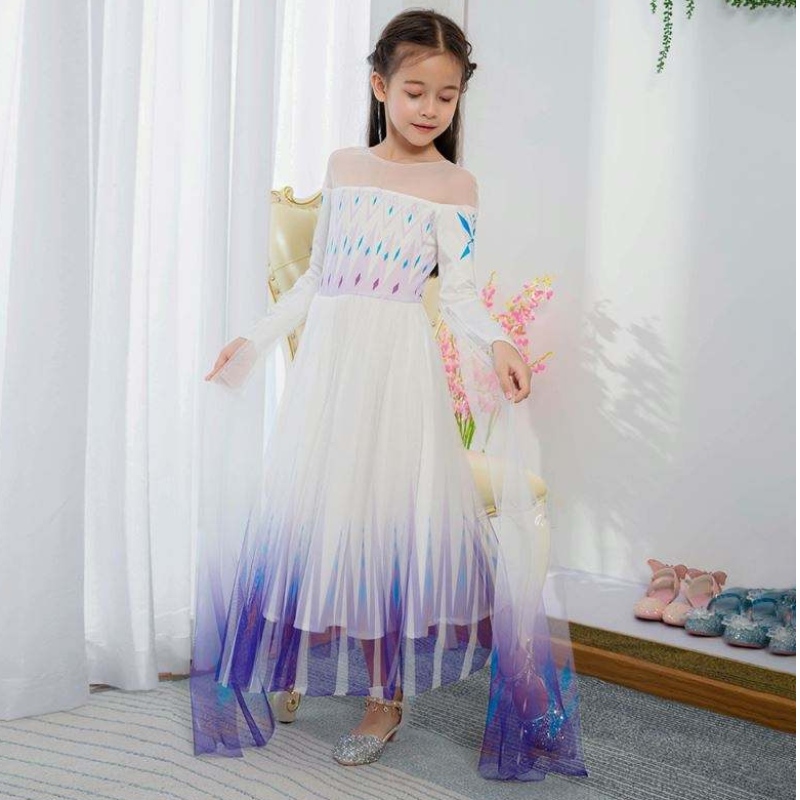 Baige New Design Girls Anna White Dress Косплей парти рокля принцеса Елза филм Детски дрехи
