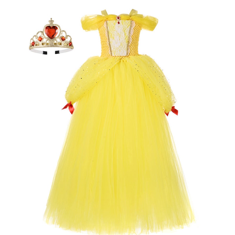 Момиче Belle Princess Ress Kids Beauty and the Beast Costume Girl Baby Christmas Princess Party Party Fancy Ressing