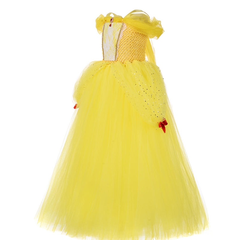Момиче Belle Princess Ress Kids Beauty and the Beast Costume Girl Baby Christmas Princess Party Party Fancy Ressing