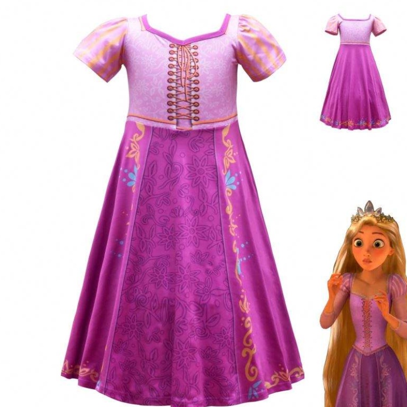 Нов стил Rapunzel Girls Long Dress Косплей костюм Ice Princess Carton Пола за парти 3753