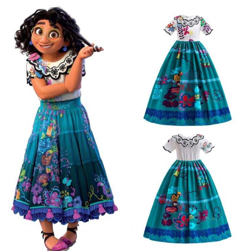 Baige New Encanto Kids Облечете принцеса Мирабел Косплей костюм MFMW006