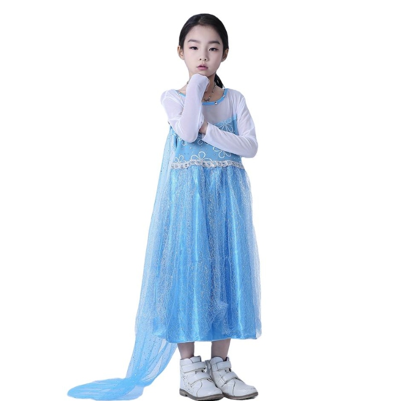 Elsa Queen Dress Girls Longleve Mesh наметало за разглобяема елза принцеса рокля