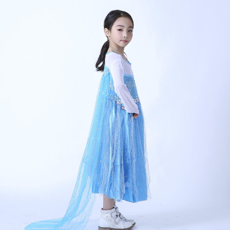 Elsa Queen Dress Girls Longleve Mesh наметало за разглобяема елза принцеса рокля