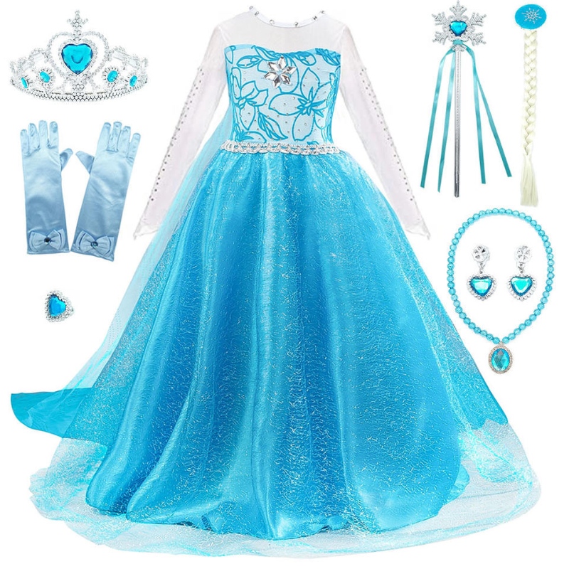 Новата рокля за принцеса на Aisha Princess Girls Long Dress Aisha Princess Dress с пълен набор от аксесоари