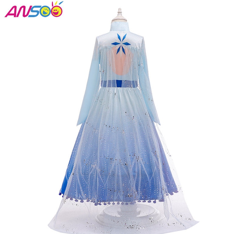 Ansoo Hot Sale Elsa Anna Cosplay Costume 3pcs Комплект момичета филм принцеса рокля за 2-13 години момичета