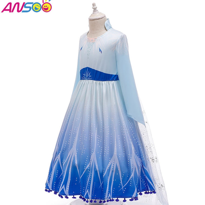 Ansoo Hot Sale Elsa Anna Cosplay Costume 3pcs Комплект момичета филм принцеса рокля за 2-13 години момичета