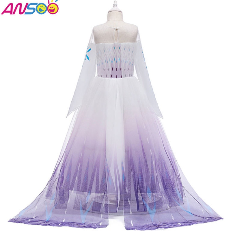 Ansoo Snow Queen 2 косплей момичета рокля лятна ежедневна мрежа принцеса рокля парти изпълнение костюм 4-12 години деца елза рокли