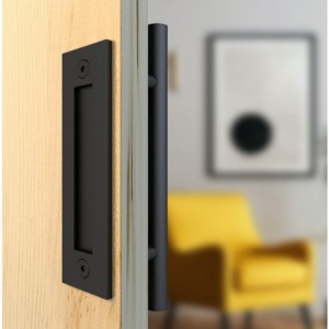 BH001 Черна кръгла плевня Дръжка за дърпане с плъзгаща се дръжка на вратата, дръжка на дърва на плевня