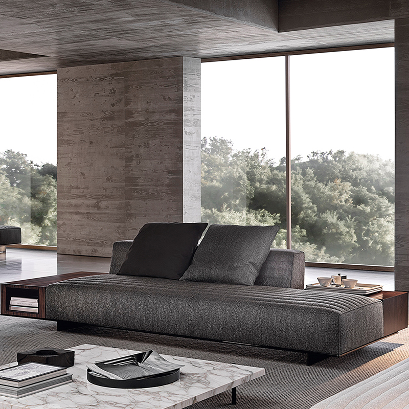 италиански миноти модерни черен памучен и ленен диван тъкан секционен комплект мебели