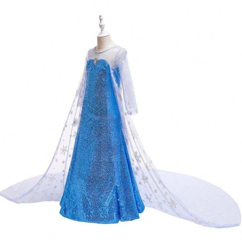 Деца момичета малки принцеси фантазирани рокли косплей костюм Elsa Coronation Dress Cosplay HCGD-020