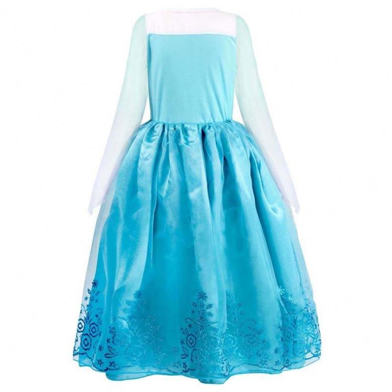 Деца рожден ден конкурс Косплей 2-10y Sequin Blue дълъг ръкав Хелоуин принцеса Elsa рокля косплей HCGD-039
