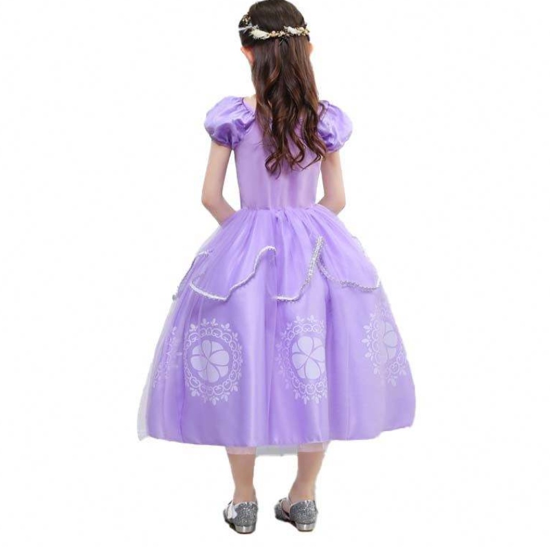 Фантастична партия лилав деца пухкав ръкав принцеса София Хелоуин костюм с аксесоари HCRS-005