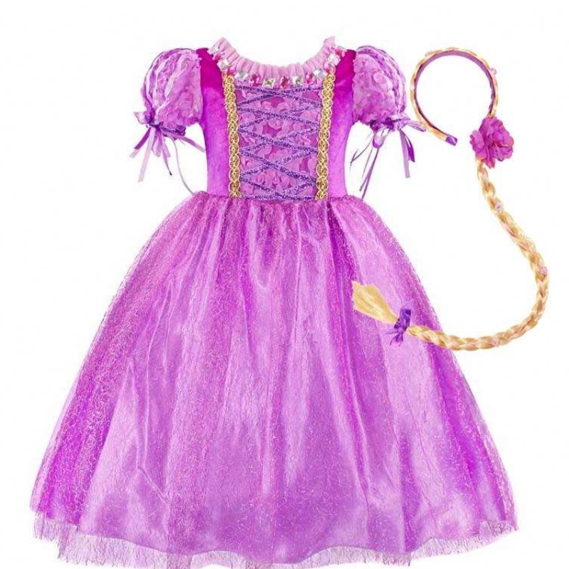 джаджи 2022 Малки момичета лилав цвят Rapunzel Princess Dress с аксесоари HCRS-006