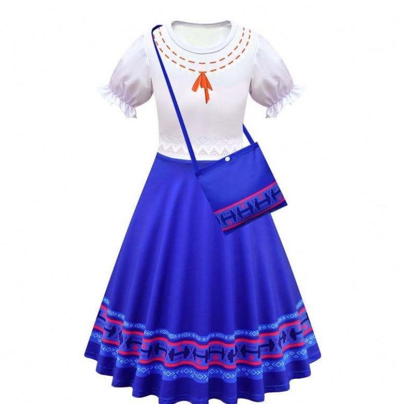 Карнавал Хелоуин Принцеса Парти дрехи Цветни ръбове дълга рокля Mirabel Encanto Costume 90-170cm HCIS-006