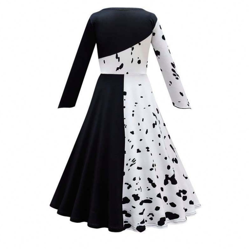 Хелоуин Косплей костюм момичета черно бяла роля Играта Cruella костюм Пълен комплект DGHC-141