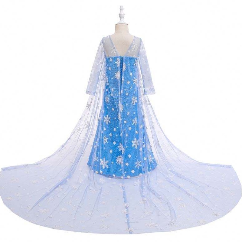 Деца костюм малко момиче синя рокля снежна кралица нос принцеса Елза рокля HCGD-047