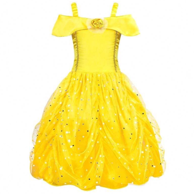Фантазия Хелоуин Коледа рожден ден Карнавал Жълт балгаун принцеса облича малко момиче рокли Belle Hcbl-007
