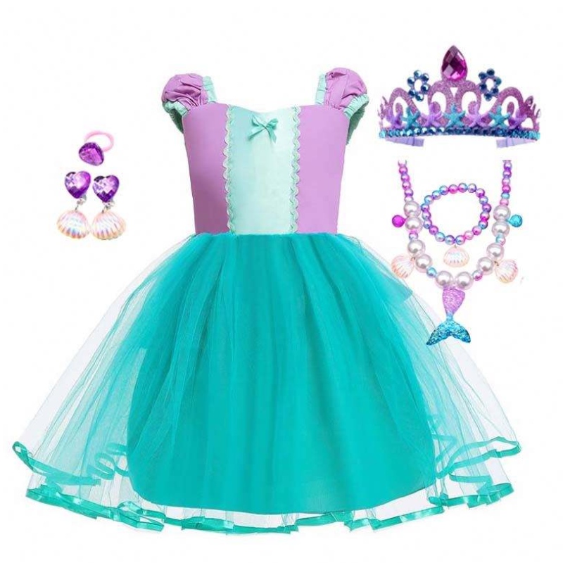 Малка ангелска русалка Alice Child Princess Fluffy Blue Tutu Mermaid Тематична рокля за момиченце HCMM-008