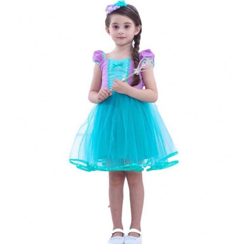 Малка ангелска русалка Alice Child Princess Fluffy Blue Tutu Mermaid Тематична рокля за момиченце HCMM-008