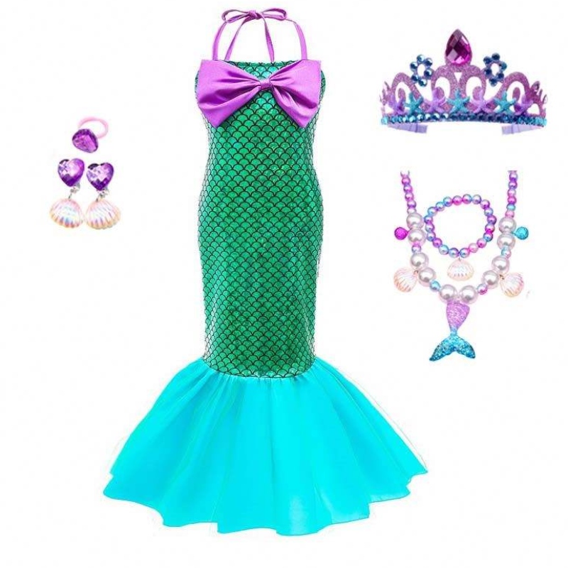 Деца бебе момиче косплей костюми Ariel Princess Little Mermaid рокля за деца момиченце HCMM-009